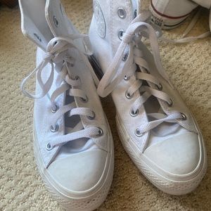 All white platform converse all star chuck taylors